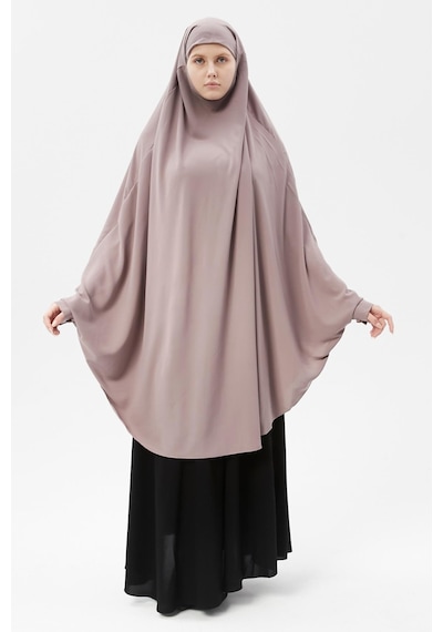 Altobeh Kadın Tesettür Medine İpeği Çarşaf Üstü Peçeli Sufle Hijab Koyu Gül Kurusu
