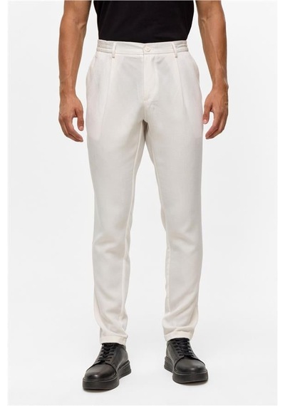 Süvari Beyaz Slim Armürlü Jogger Pantolon Beyaz