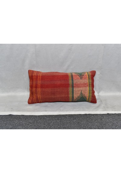 Zehra Abla Halı Yeni El Dokuma Dekorluk Lumbar Kilim Kırlent Yastık Kılıfı 7416 Çok Renkli