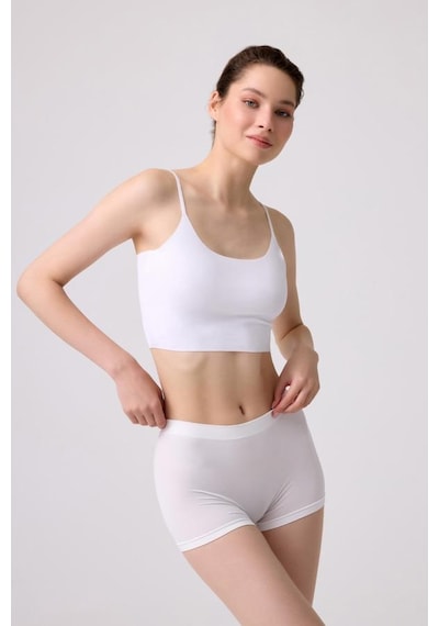 Cottonhill Premium - Kadın Beyaz Ultra-rahat Seamless Boxer Beyaz