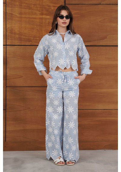 Verymoda D 2913 Nakışlı Pantolon D2913 Mavi