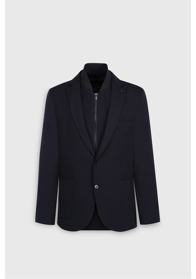 AC&Co / Altınyıldız Classics Erkek Sıyah Slim Fit Dar Kesim Mono Yaka Cepli Ceket Siyah
