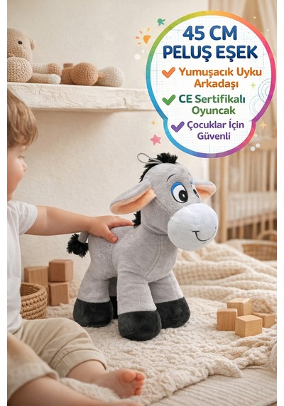 45 Cm Peluş Eşek Oyuncak I Yumuşak Uyku Arkadaşı Ce Sertifikalı Çocuk Oyuncağı