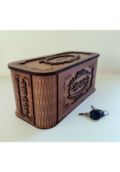 Tip Box Bahşiş Tip Kutusu Ahşap Kumbara Anahtarlı Kilitli
