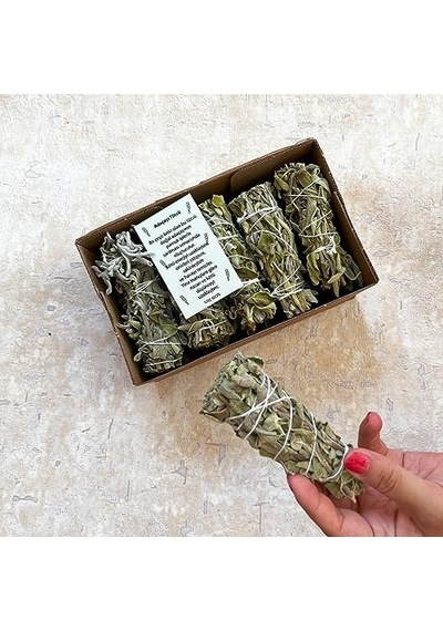 Organik Adaçayı Tütsü 5 Adet Natural White Sage Incense, Aura Cleansing White Sage, Enerji Ve Arınma Seti