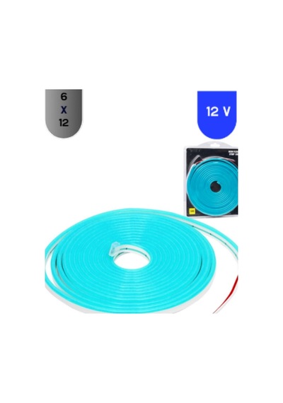 12 Volt 6x12 Mm Esnek Neon Led Turkuaz 5 Metre