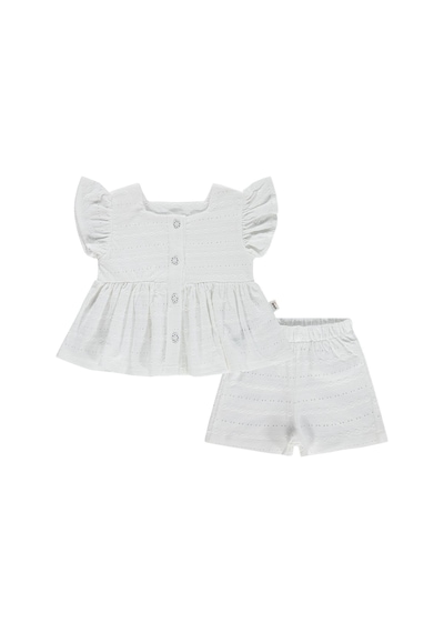 Civil Baby Brodeli Şortlu 6-18 Ay Takım - Ekru