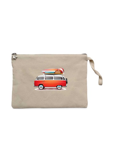 Volkswagen Karavan Holiday Krem Clutch Cüzdan / El Çantası Krem