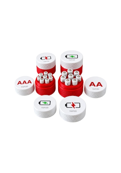 Yapı3d Aa Aaa Pil Saklama Kutusu 6'lı Set 3 Adet Aa 3 Adet Aaa Pil Organizer Düzenleyici Muhafaza Ve Taşıma Kabı
