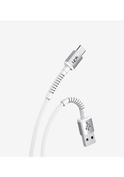 K552 Safe 3a Örgülü Metal Başlı Usb'den Type-c'ye Şarj Kablosu Beyaz