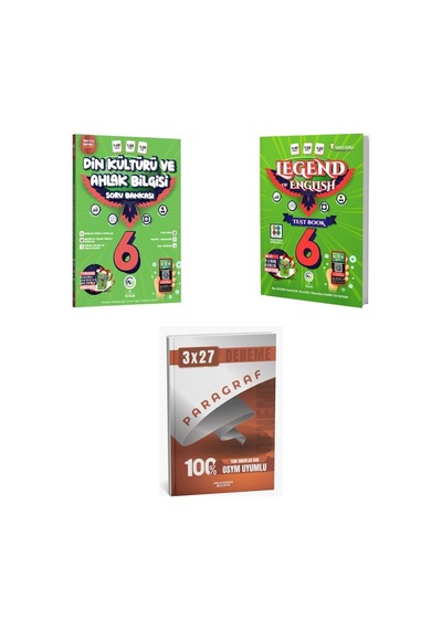 2027 Av 6. Sınıf Din Kültürü Ve Ahlak Bilgisi + İngilizce Legend Of English Seri Test Book Soru + Ankapade 3'lü Set
