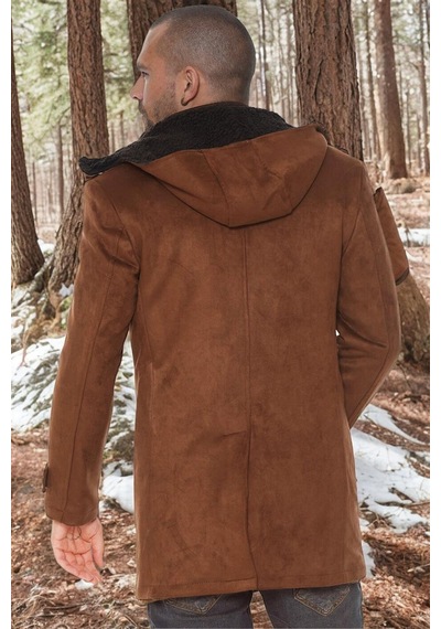 Plt8399 Dewberry Süet Görünümlü Erkek Palto-düz Camel Düz Camel