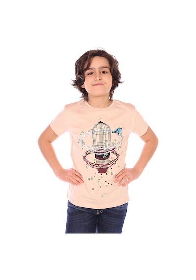 Toontoy Kids Toontoy Erkek Çocuk Kafes Baskılı Tişört Bej