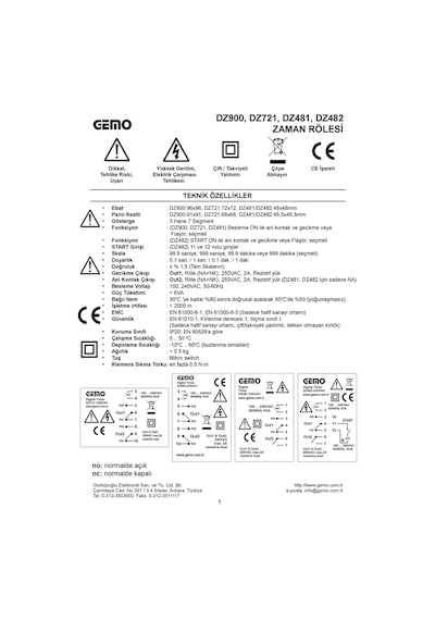 Gemo Dz721-230Vac Dijital Zaman Rölesi Timer