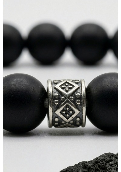 Oniks Doğal Taş Bileklik, 8mm, Siyah, Erkek, Kök,mmif