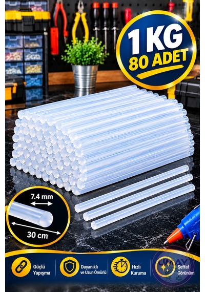 1 Kg 80 Adet İnce Sıcak Mum Silikon Tabanca Mumu Çubukları 7,4 Mmx 30 Cm