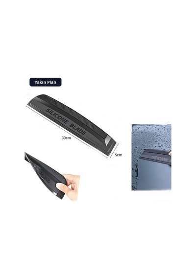 Trobus Silikonlu Su Sıyırıcı Oto Kurulama Çekçeği Esnek Çizmez 30 Cm Siyah