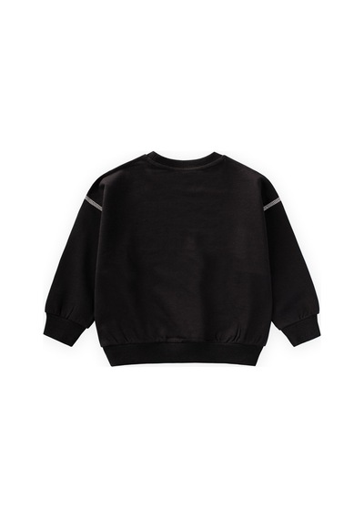 Cigit Karyoka Detaylı Oversize Sweatshirt 2-8 Yaş Siyah