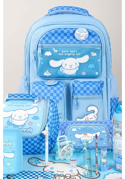 X Dekomus Lisanslı Cinnamoroll Blue Cloud Collection Full Kırtasiye Seti Okul,termoslu Beslenme Ve Kalem Çantası,matara Açık Gri