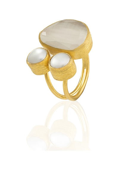 Kadir Jewellery 22 Ayar Altın Kaplama Kadın Zirkon Taşlı Yüzük-el İşçiliği Ve Özel Tasarım Beyaz