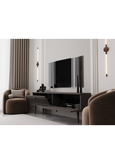 Melura Tv Ünitesi - Tv Sehpası 140 Cm %100 Mdf Lake Ahşap Ayaklı Gri