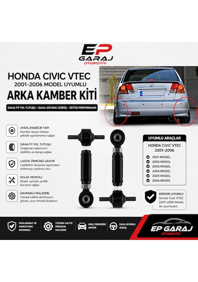 Honda Civic Vtec 2001-2006 Model Uyumlu Ayarlanabilir Arka Kamber Kiti Yerli Üretim 0