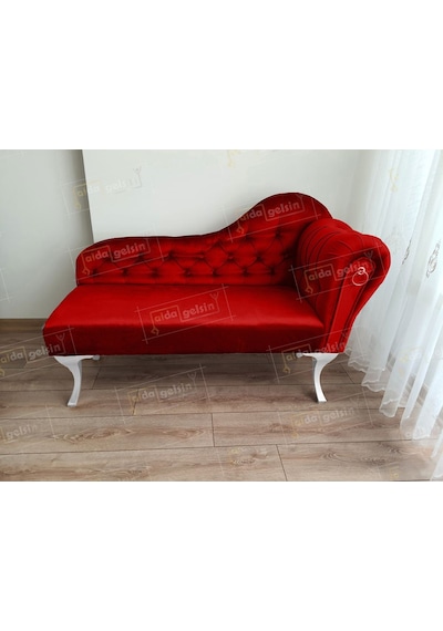 Ters Kol Dekoratif Bihter Koltuk Josefin Puf 110 Cm Beyaz Ayak Lila