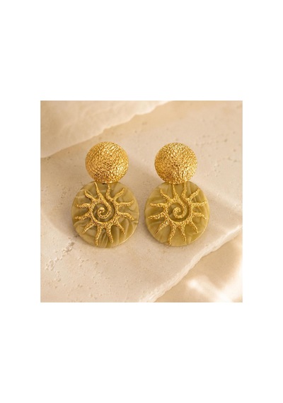 Gold Güneş Figürlü Asetat Detaylı Küpe Gold - 886835897 Gold - 886835897 Gold