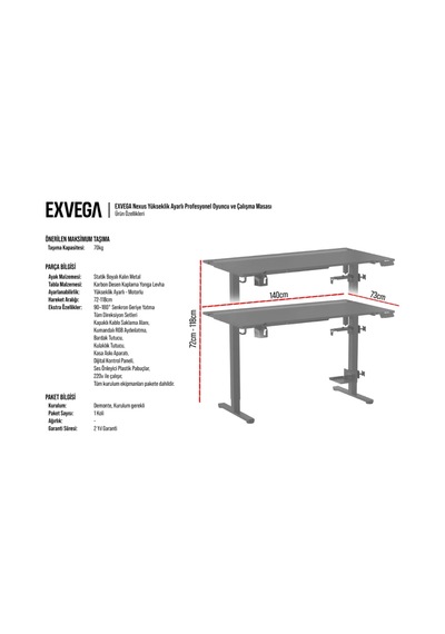Exvega Nexus Rgb Yükseklik Ayarli Metal Oyuncu Ve Çalisma Masasi Çok Renkli Exvega Nexus Rgb Yükseklik Ayarli Metal Oyuncu Ve Çalisma Masasi Çok Renkli