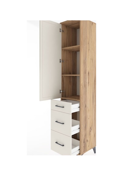 Hyperion Dolap 3 Raflı 3 Çekmeceli Tek Kapaklı 44x44x221 Çam-... Çam
