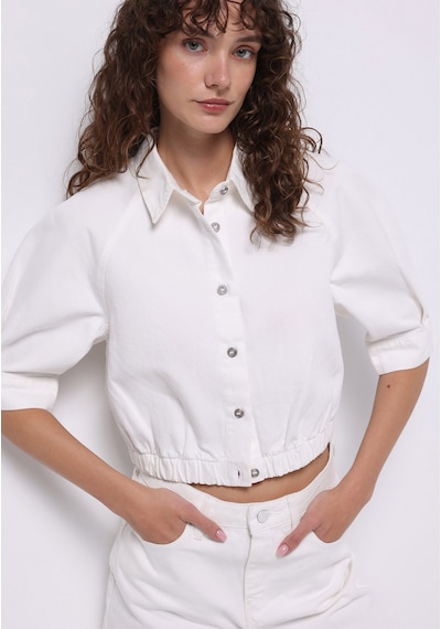 Colin's Colins Oversize Fit Düğmeli Astarsız Kadın Beyaz Ceket Cl1074968 Q1.v1 Dn44334 Denim
