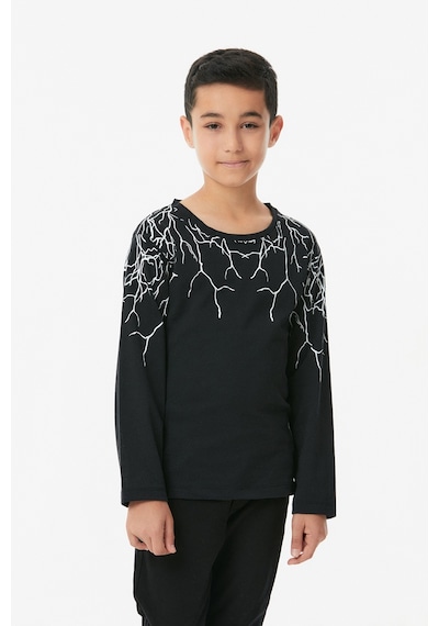 Fullamoda Baskılı Bisiklet Yaka Unisex Çocuk Body- Siyah 24MCCK890197723-Siyah