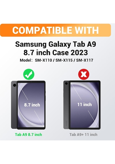 Samsung Galaxy Uyumlu Tab A9 8.7 İnç Sm-x110 Kılıf Askılı Zırh Tank
