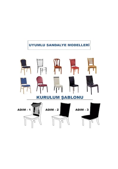 Bambu Nano Kumaş Likralı Yıkanabilir 6'Lı Sandalye Kılıfı