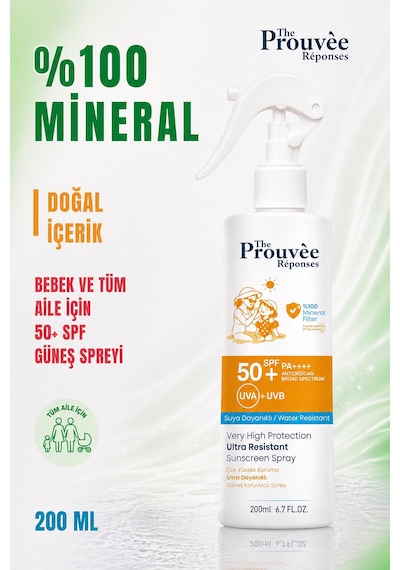 %100 Mineral Filtre 50+spf Güneş Kremi Uva+uvb Suya Dayanıklı 200ml