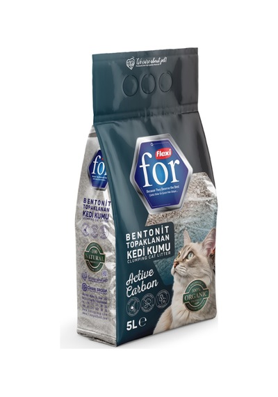 Aktif Karbonlu Bentonit Topaklanan Premium Kedi Kumu 5 L - Tozsuz - Ultra Koku Emici