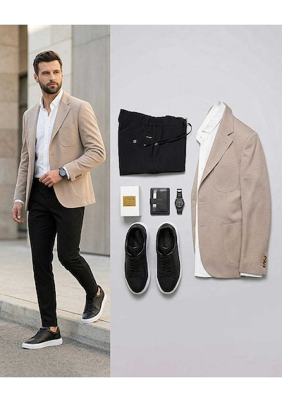 Bys Beystil Erkek Siyah Slim Fit Casual Jogger Pantolon