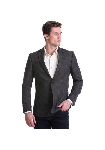 Hatemoğlu Lacivert Slim Fit Mono Yaka Klasik Ceket