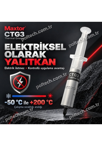 Maxtor Ctg3 8.5 W/mk 30gr Yüksek Performanslı Termal Macun, Cpu Gpu İşlemci Ekran Kartı İçin, Intel Amd Ryzen Nvıdıa Uyumlu Thermal Grease