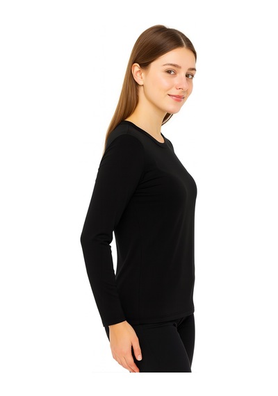 Par Lingerie Uzun Kol Bisiklet Yaka Body Siyah