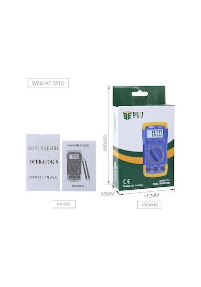 Dijital Multimetre Ölçü Aleti Lcd Ekranlı Best B830l