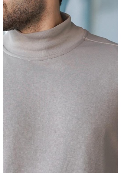 Madmext Boyalı Gri Yarım Balıkçı Yaka Erkek Basic Sweatshirt E7158 Gri