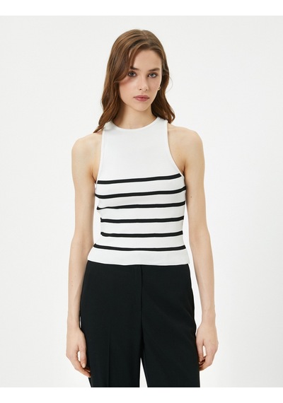 Koton Halter Yaka Atlet Kolsuz Fitilli Siyah Çizgili 4sak30041ht 4SAK30041HT9S9