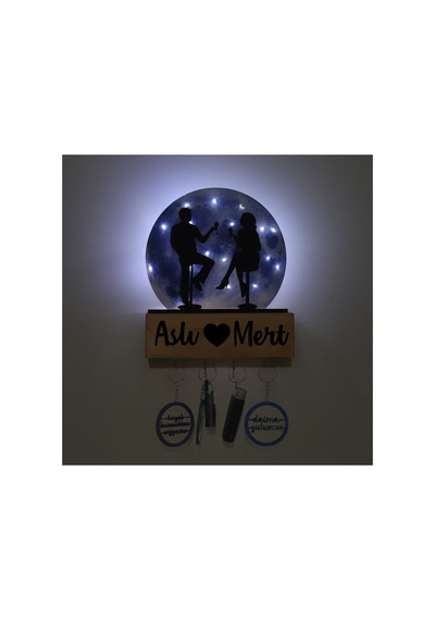 Led Işıklı Pleksi Dolunay Kişiselleştirilebilir Dekoratif Biblo Date Sevgili Anahtar Askılığı Mavi - 737330846