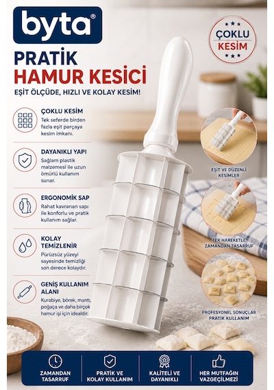 Pratik Hamur Kesici Çoklu Kesim Aparatı Mantı Ravioli Kurabiye Hamur Şekillendirici Diğer