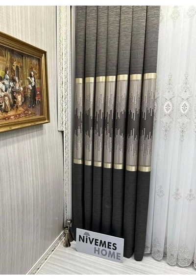 Lexroo Amasra Ft614164 V-5302 Toprak 1/3 Sık Pileli Fon Perde Apm Çok Renkli
