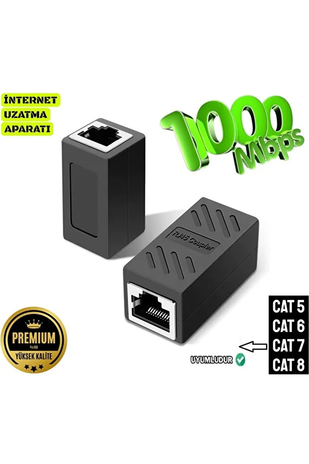 Gigabit Destekli Rj45 Dişi Dişi Cat5e/cat6/7/8 Ethernet Internet Lan Ağı Birleştirici Ara Aparatı