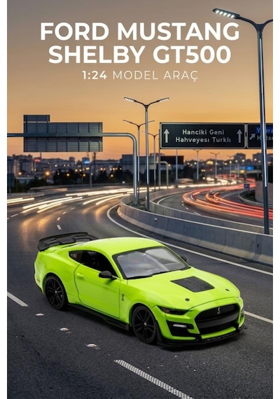 Maisto Lisanslı Metal Ford 2020 Mustang Shelby Gt500 1:24 Kapıları Açılabilir Oyuncak Model Araba Yeşil