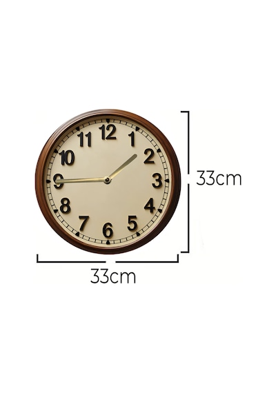 Klasik Ahşap Görünümlü 3d Mdf Duvar Saati 33 Cm Retro & Şık Dekorasyon Sdw306 Renkli