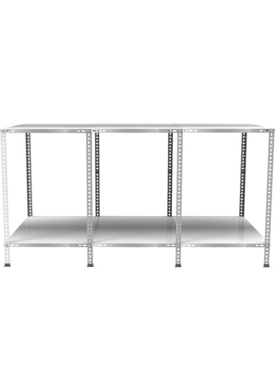 2 Katlı Galvaniz Paketleme Masası - Atölye, Depo, Hobi Çalışma Masası 177x93 Cm Galvaniz